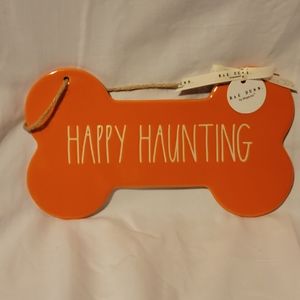 Orange Rae Dunn HAPPY HAUNTING ceramic Plaque